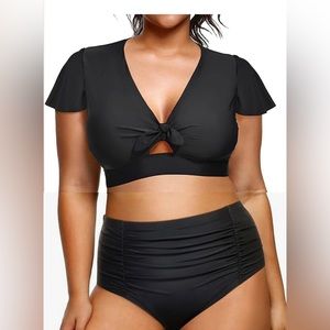 NWT Yonique Womens Two Piece Plus Size Bikini Set High Waisted